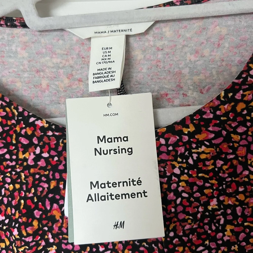 NWT H&M Women’s MAMA Maternity Colorful Speckled KNOT-DETAIL NURSING DRESS - Picture 13 of 16